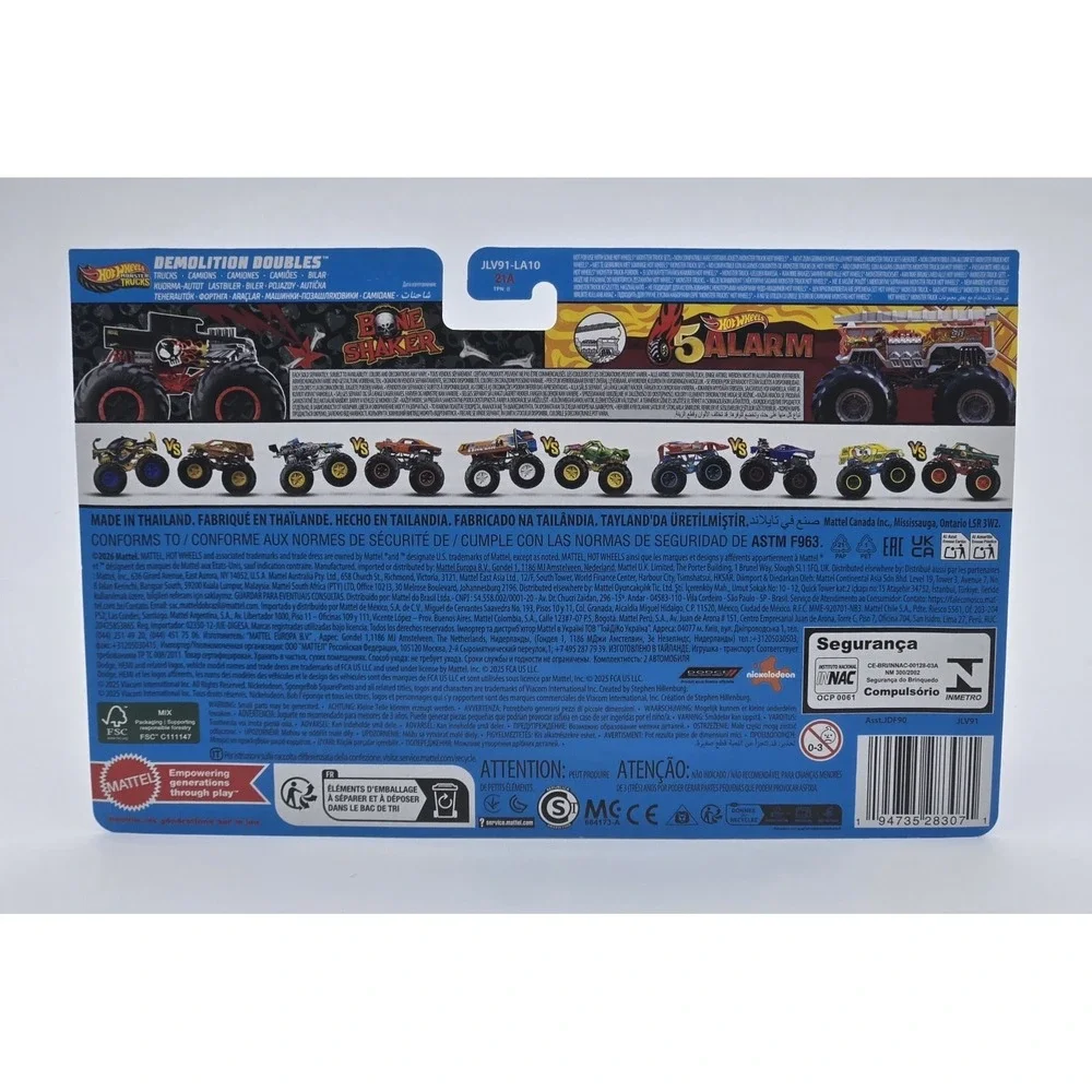 Hot Wheels Monster‎ Trucks Bone Shaker vs 5 Alarm 1:64 Diecast Toy Truck